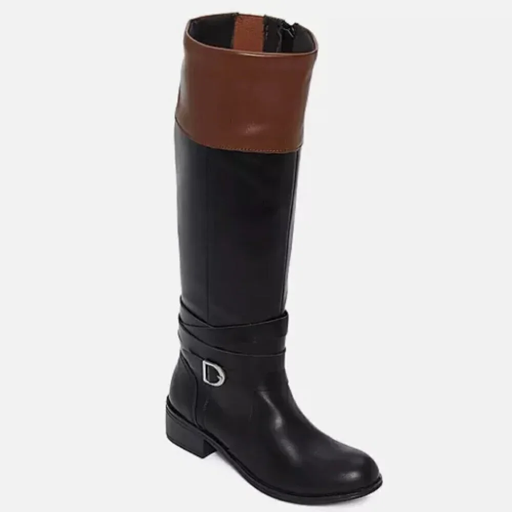 St. John's Bay Womens Douglas Stacked Heel Riding Boots (WIDE)